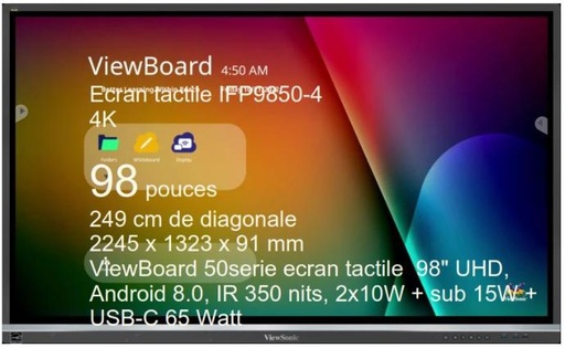 [IFP9850-4] ViewSonic ViewBoard IFP9850-4 - Classe de diagonale 98" écran LCD rétro-éclairé par LED - interactive